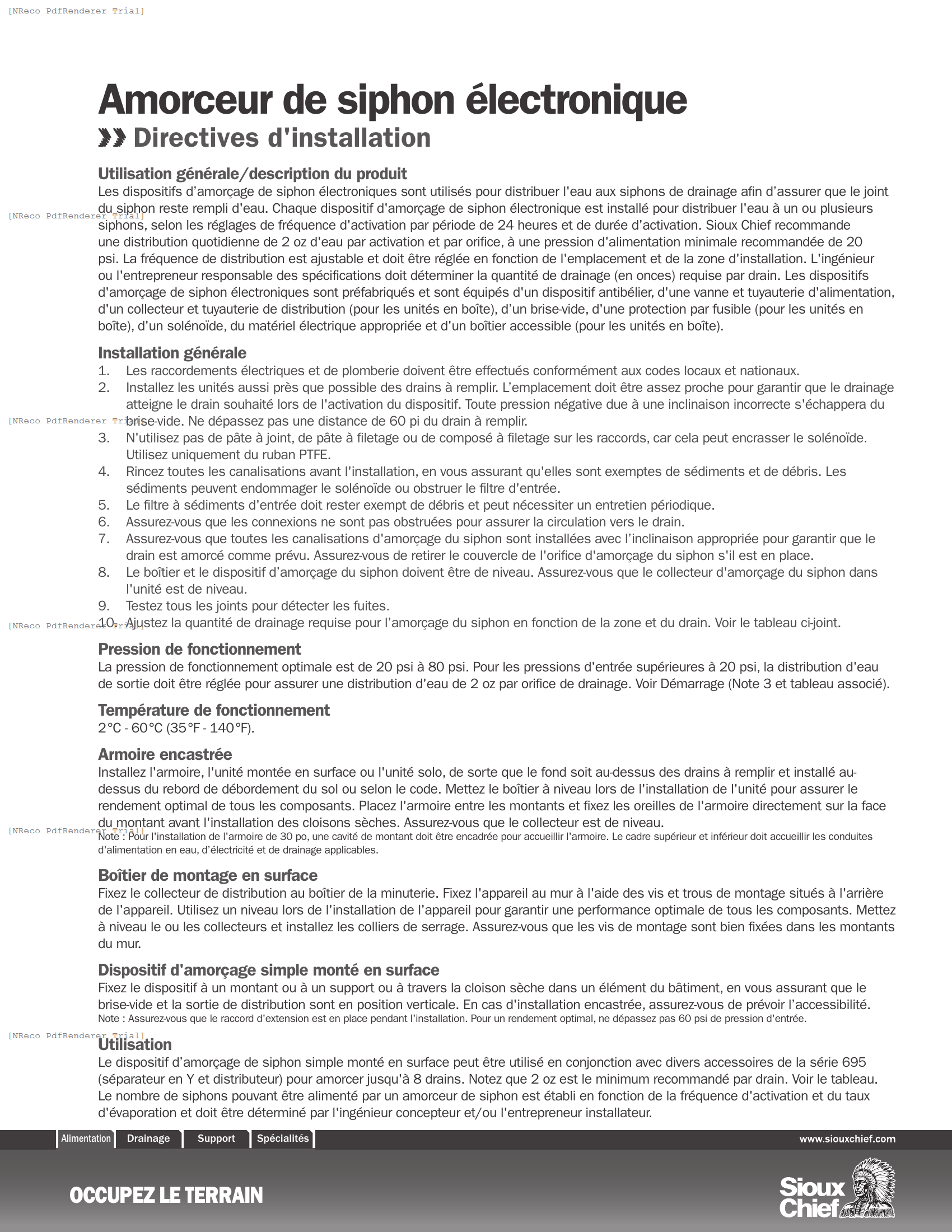 695 SERIES - ELECTRONIC TRAP PRIMER - INSTRUCTION SHEET_FR.PDF Technical Document